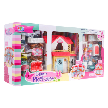 Interaktywny rozkładany domek z figurkami dla dzieci 3+ Zabawa w dom 4 pokoje